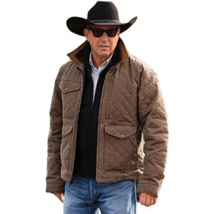 John Dutton Yellowstone Season 4 Kevin Costner Brown Quilted Jacket