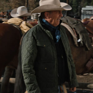 John Dutton Yellowstone Season 4 Kevin Costner Green Quilted Jacket