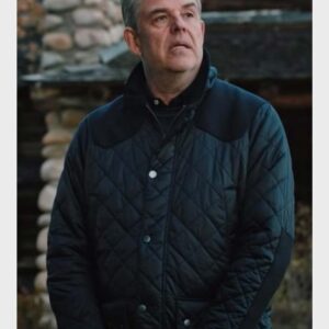 Danny Huston Yellowstone Season 3 Dan Jenkins Blue Quilted Jacket
