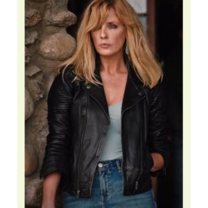 Kelly Reilly Yellowstone Season 4 Beth Dutton Black Leather Jacket